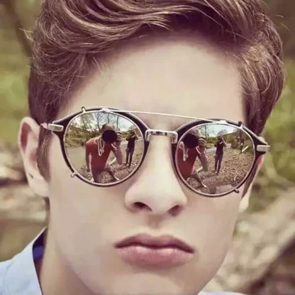 Round Mirror Clip-on Sunglasses - Image 5