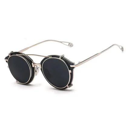 Round Mirror Clip-on Sunglasses - Image 4