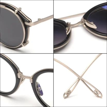 Round Mirror Clip-on Sunglasses - Image 2