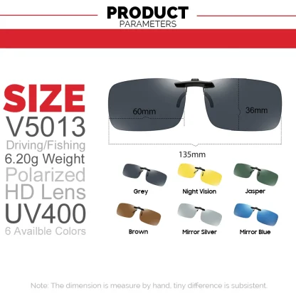 Colored Rectangular Clip-ons for Sunglasses - Image 3